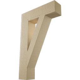 Ekena Millwork - BKTUR035X14X22TRA05RCPR - Timberthane Faux Wood Traditional Style Bracket, Block Ends, 3 1/2"W x 14"D x 22"H, Primed Tan