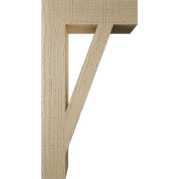 Ekena Millwork - BKTUR035X14X26TRA05RCPR - Timberthane Faux Wood Traditional Style Bracket, Block Ends, 3 1/2"W x 14"D x 26"H, Primed Tan