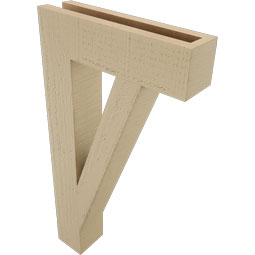 Ekena Millwork - BKTUR035X14X26TRA05RCPR - Timberthane Faux Wood Traditional Style Bracket, Block Ends, 3 1/2"W x 14"D x 26"H, Primed Tan