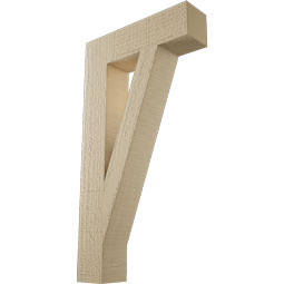 Ekena Millwork - BKTUR035X14X26TRA05RCPR - Timberthane Faux Wood Traditional Style Bracket, Block Ends, 3 1/2"W x 14"D x 26"H, Primed Tan