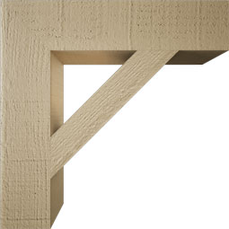 Ekena Millwork - BKTUR035X16X16TRA05RCPR - Timberthane Faux Wood Traditional Style Bracket, Block Ends, 3 1/2"W x 16"D x 16"H, Primed Tan