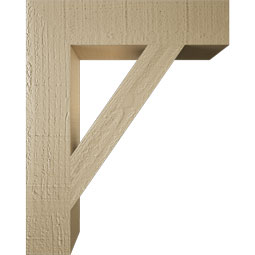 Ekena Millwork - BKTUR035X16X20TRA05RCPR - Timberthane Faux Wood Traditional Style Bracket, Block Ends, 3 1/2"W x 16"D x 20"H, Primed Tan