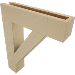 Ekena Millwork - BKTUR035X16X20TRA05RCPR - Timberthane Faux Wood Traditional Style Bracket, Block Ends, 3 1/2"W x 16"D x 20"H, Primed Tan
