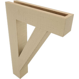 Ekena Millwork - BKTUR035X16X24TRA05RCPR - Timberthane Faux Wood Traditional Style Bracket, Block Ends, 3 1/2"W x 16"D x 24"H, Primed Tan
