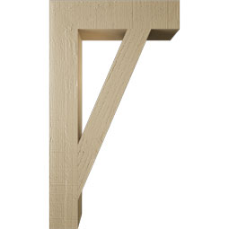 Ekena Millwork - BKTUR035X16X28TRA05RCPR - Timberthane Faux Wood Traditional Style Bracket, Block Ends, 3 1/2"W x 16"D x 28"H, Primed Tan