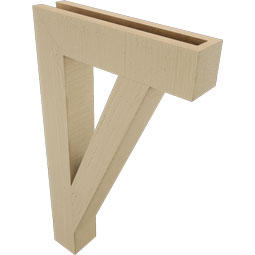 Ekena Millwork - BKTUR035X16X28TRA05RCPR - Timberthane Faux Wood Traditional Style Bracket, Block Ends, 3 1/2"W x 16"D x 28"H, Primed Tan
