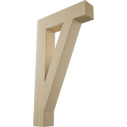 Ekena Millwork - BKTUR035X16X28TRA05RCPR - Timberthane Faux Wood Traditional Style Bracket, Block Ends, 3 1/2"W x 16"D x 28"H, Primed Tan