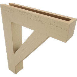 Ekena Millwork - BKTUR035X18X22TRA05RCPR - Timberthane Faux Wood Traditional Style Bracket, Block Ends, 3 1/2"W x 18"D x 22"H, Primed Tan