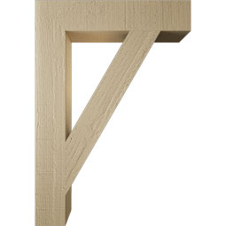 Ekena Millwork - BKTUR035X18X26TRA05RCPR - Timberthane Faux Wood Traditional Style Bracket, Block Ends, 3 1/2"W x 18"D x 26"H, Primed Tan