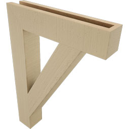 Ekena Millwork - BKTUR035X18X26TRA05RCPR - Timberthane Faux Wood Traditional Style Bracket, Block Ends, 3 1/2"W x 18"D x 26"H, Primed Tan