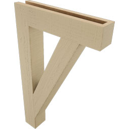 Ekena Millwork - BKTUR035X18X30TRA05RCPR - Timberthane Faux Wood Traditional Style Bracket, Block Ends, 3 1/2"W x 18"D x 30"H, Primed Tan