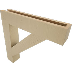 Ekena Millwork - BKTUR035X20X20TRA05RCPR - Timberthane Faux Wood Traditional Style Bracket, Block Ends, 3 1/2"W x 20"D x 20"H, Primed Tan