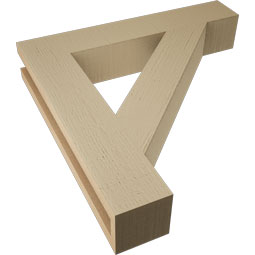 Ekena Millwork - BKTUR035X20X20TRA05RCPR - Timberthane Faux Wood Traditional Style Bracket, Block Ends, 3 1/2"W x 20"D x 20"H, Primed Tan