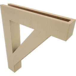 Ekena Millwork - BKTUR035X20X24TRA05RCPR - Timberthane Faux Wood Traditional Style Bracket, Block Ends, 3 1/2"W x 20"D x 24"H, Primed Tan