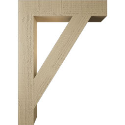 Ekena Millwork - BKTUR035X20X28TRA05RCPR - Timberthane Faux Wood Traditional Style Bracket, Block Ends, 3 1/2"W x 20"D x 28"H, Primed Tan