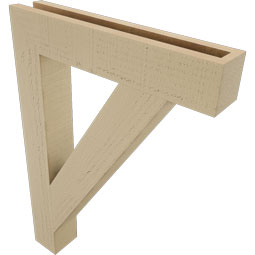 Ekena Millwork - BKTUR035X20X28TRA05RCPR - Timberthane Faux Wood Traditional Style Bracket, Block Ends, 3 1/2"W x 20"D x 28"H, Primed Tan