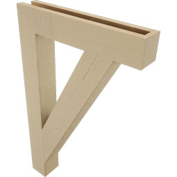 Ekena Millwork - BKTUR035X20X32TRA05RCPR - Timberthane Faux Wood Traditional Style Bracket, Block Ends, 3 1/2"W x 20"D x 32"H, Primed Tan
