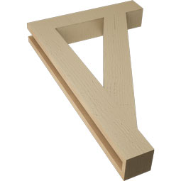 Ekena Millwork - BKTUR035X20X32TRA05RCPR - Timberthane Faux Wood Traditional Style Bracket, Block Ends, 3 1/2"W x 20"D x 32"H, Primed Tan
