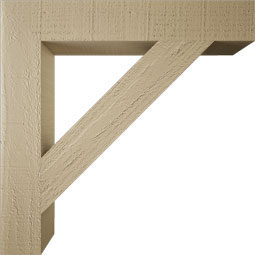 Ekena Millwork - BKTUR035X22X22TRA05RCPR - Timberthane Faux Wood Traditional Style Bracket, Block Ends, 3 1/2"W x 22"D x 22"H, Primed Tan