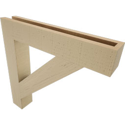 Ekena Millwork - BKTUR035X22X22TRA05RCPR - Timberthane Faux Wood Traditional Style Bracket, Block Ends, 3 1/2"W x 22"D x 22"H, Primed Tan