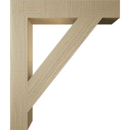 Ekena Millwork - BKTUR035X22X26TRA05RCPR - Timberthane Faux Wood Traditional Style Bracket, Block Ends, 3 1/2"W x 22"D x 26"H, Primed Tan