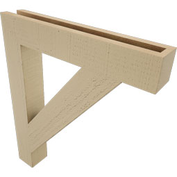 Ekena Millwork - BKTUR035X22X26TRA05RCPR - Timberthane Faux Wood Traditional Style Bracket, Block Ends, 3 1/2"W x 22"D x 26"H, Primed Tan