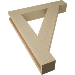 Ekena Millwork - BKTUR035X22X26TRA05RCPR - Timberthane Faux Wood Traditional Style Bracket, Block Ends, 3 1/2"W x 22"D x 26"H, Primed Tan