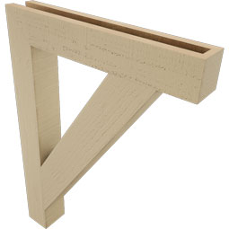 Ekena Millwork - BKTUR035X22X30TRA05RCPR - Timberthane Faux Wood Traditional Style Bracket, Block Ends, 3 1/2"W x 22"D x 30"H, Primed Tan