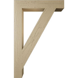Ekena Millwork - BKTUR035X22X34TRA05RCPR - Timberthane Faux Wood Traditional Style Bracket, Block Ends, 3 1/2"W x 22"D x 34"H, Primed Tan