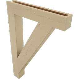 Ekena Millwork - BKTUR035X22X34TRA05RCPR - Timberthane Faux Wood Traditional Style Bracket, Block Ends, 3 1/2"W x 22"D x 34"H, Primed Tan