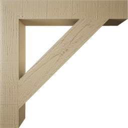 Ekena Millwork - BKTUR035X24X24TRA05RCPR - Timberthane Faux Wood Traditional Style Bracket, Block Ends, 3 1/2"W x 24"D x 24"H, Primed Tan