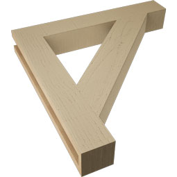 Ekena Millwork - BKTUR035X24X24TRA05RCPR - Timberthane Faux Wood Traditional Style Bracket, Block Ends, 3 1/2"W x 24"D x 24"H, Primed Tan