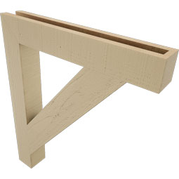 Ekena Millwork - BKTUR035X24X28TRA05RCPR - Timberthane Faux Wood Traditional Style Bracket, Block Ends, 3 1/2"W x 24"D x 28"H, Primed Tan