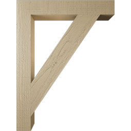 Ekena Millwork - BKTUR035X24X32TRA05RCPR - Timberthane Faux Wood Traditional Style Bracket, Block Ends, 3 1/2"W x 24"D x 32"H, Primed Tan