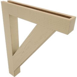Ekena Millwork - BKTUR035X24X32TRA05RCPR - Timberthane Faux Wood Traditional Style Bracket, Block Ends, 3 1/2"W x 24"D x 32"H, Primed Tan