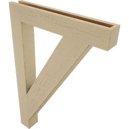 Ekena Millwork - BKTUR035X24X36TRA05RCPR - Timberthane Faux Wood Traditional Style Bracket, Block Ends, 3 1/2"W x 24"D x 36"H, Primed Tan