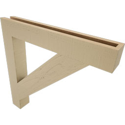 Ekena Millwork - BKTUR035X26X26TRA05RCPR - Timberthane Faux Wood Traditional Style Bracket, Block Ends, 3 1/2"W x 26"D x 26"H, Primed Tan