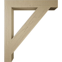 Ekena Millwork - BKTUR035X26X30TRA05RCPR - Timberthane Faux Wood Traditional Style Bracket, Block Ends, 3 1/2"W x 26"D x 30"H, Primed Tan