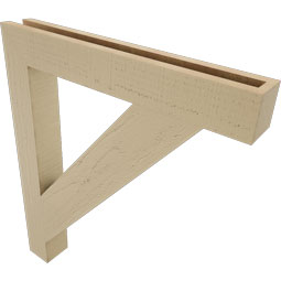 Ekena Millwork - BKTUR035X26X30TRA05RCPR - Timberthane Faux Wood Traditional Style Bracket, Block Ends, 3 1/2"W x 26"D x 30"H, Primed Tan