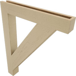 Ekena Millwork - BKTUR035X26X34TRA05RCPR - Timberthane Faux Wood Traditional Style Bracket, Block Ends, 3 1/2"W x 26"D x 34"H, Primed Tan