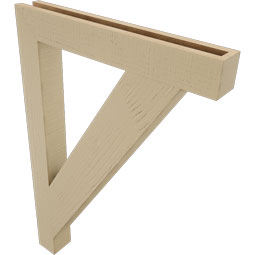 Ekena Millwork - BKTUR035X26X38TRA05RCPR - Timberthane Faux Wood Traditional Style Bracket, Block Ends, 3 1/2"W x 26"D x 38"H, Primed Tan