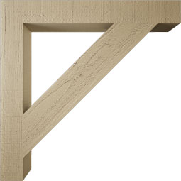 Ekena Millwork - BKTUR035X28X28TRA05RCPR - Timberthane Faux Wood Traditional Style Bracket, Block Ends, 3 1/2"W x 28"D x 28"H, Primed Tan