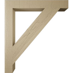 Ekena Millwork - BKTUR035X28X32TRA05RCPR - Timberthane Faux Wood Traditional Style Bracket, Block Ends, 3 1/2"W x 28"D x 32"H, Primed Tan