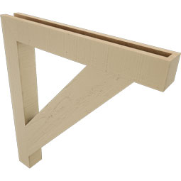 Ekena Millwork - BKTUR035X28X32TRA05RCPR - Timberthane Faux Wood Traditional Style Bracket, Block Ends, 3 1/2"W x 28"D x 32"H, Primed Tan