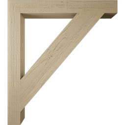Ekena Millwork - BKTUR035X30X34TRA05RCPR - Timberthane Faux Wood Traditional Style Bracket, Block Ends, 3 1/2"W x 30"D x 34"H, Primed Tan
