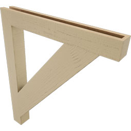 Ekena Millwork - BKTUR035X30X36TRA05RCPR - Timberthane Faux Wood Traditional Style Bracket, Block Ends, 3 1/2"W x 30"D x 36"H, Primed Tan