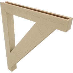 Ekena Millwork - BKTUR035X30X38TRA05RCPR - Timberthane Faux Wood Traditional Style Bracket, Block Ends, 3 1/2"W x 30"D x 38"H, Primed Tan