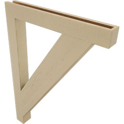 Ekena Millwork - BKTUR035X30X42TRA05RCPR - Timberthane Faux Wood Traditional Style Bracket, Block Ends, 3 1/2"W x 30"D x 42"H, Primed Tan