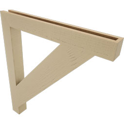 Ekena Millwork - BKTUR035X32X36TRA05RCPR - Timberthane Faux Wood Traditional Style Bracket, Block Ends, 3 1/2"W x 32"D x 36"H, Primed Tan