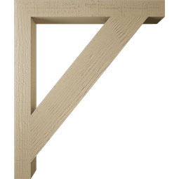 Ekena Millwork - BKTUR035X32X38TRA05RCPR - Timberthane Faux Wood Traditional Style Bracket, Block Ends, 3 1/2"W x 32"D x 38"H, Primed Tan